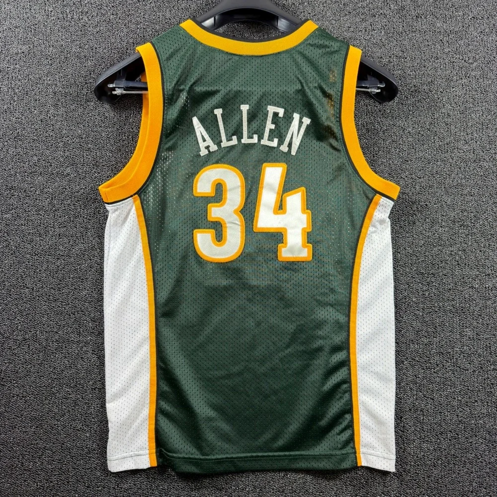 Vintage Nike Seattle‎ SuperSonics Ray Allen 34 NBA Jersey Green White Youth L +2